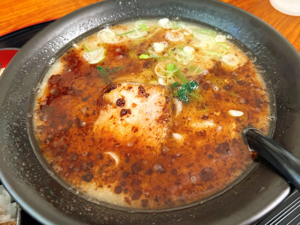 お食事処あおやま とんこつ黒らーめん＆ミニステーキ丼セット