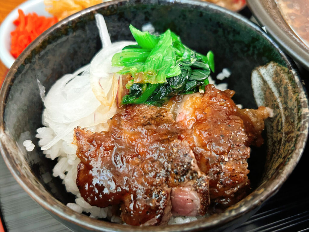 お食事処あおやま とんこつ黒らーめん＆ミニステーキ丼セット