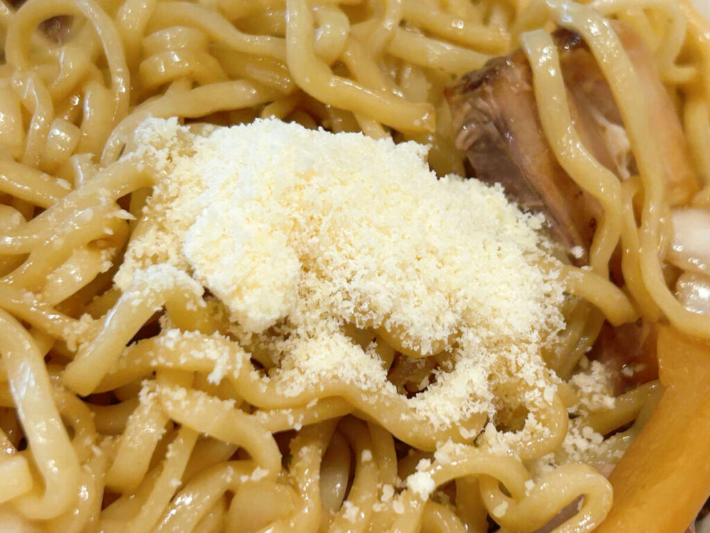 GB cafe SHARE BASE Aizu シェアベースあいづ 神明通り商店街 油そば 大盛 トッピング パルメザンチーズ