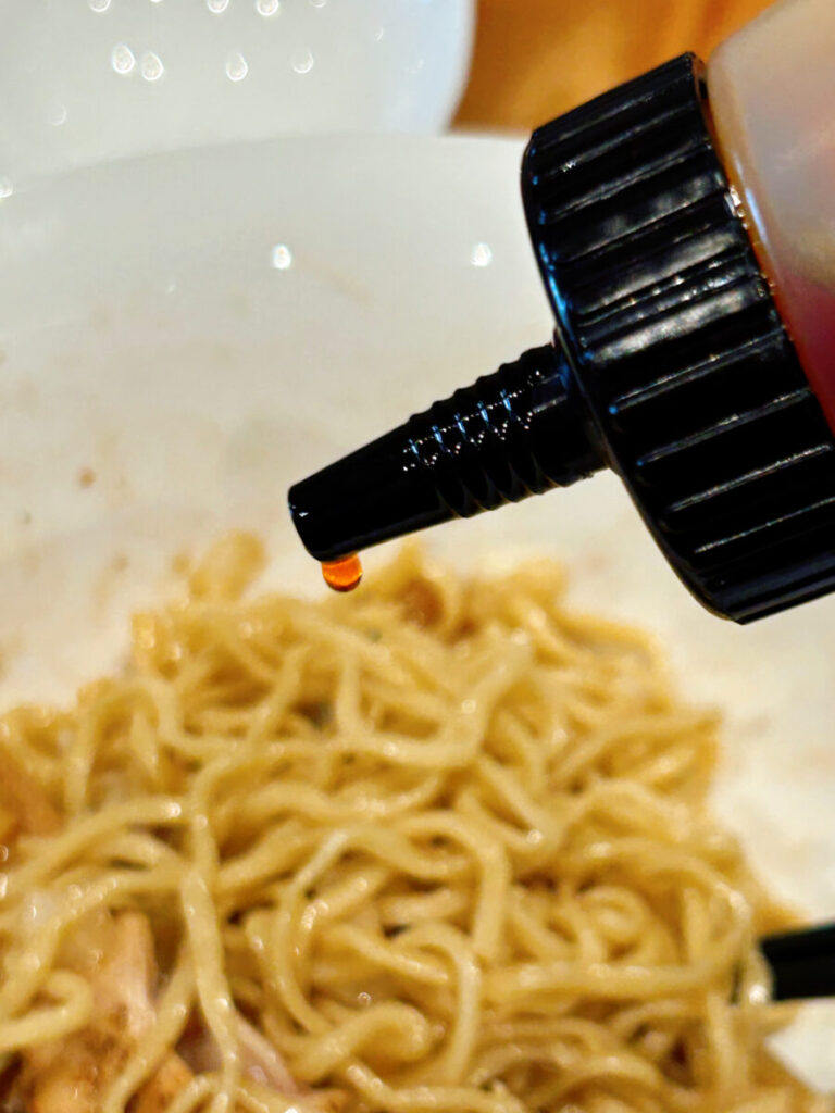 GB cafe SHARE BASE Aizu シェアベースあいづ 神明通り商店街 油そば 大盛 味変 ラー油 お酢