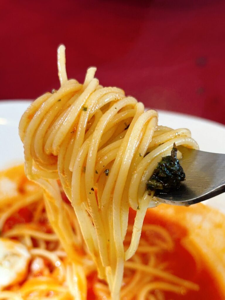 ポタジエレストラン 菜園ランチ モッツァレラチーズのトマトソーススパゲッティー