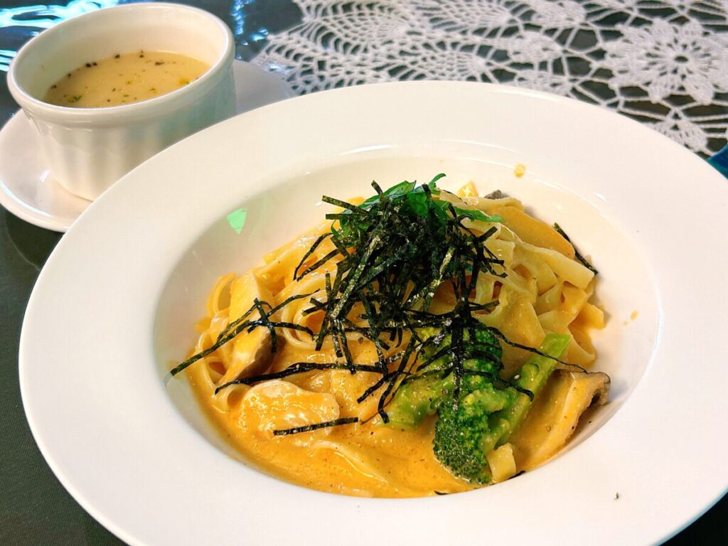 クリーミィな明太子パスタ スープ