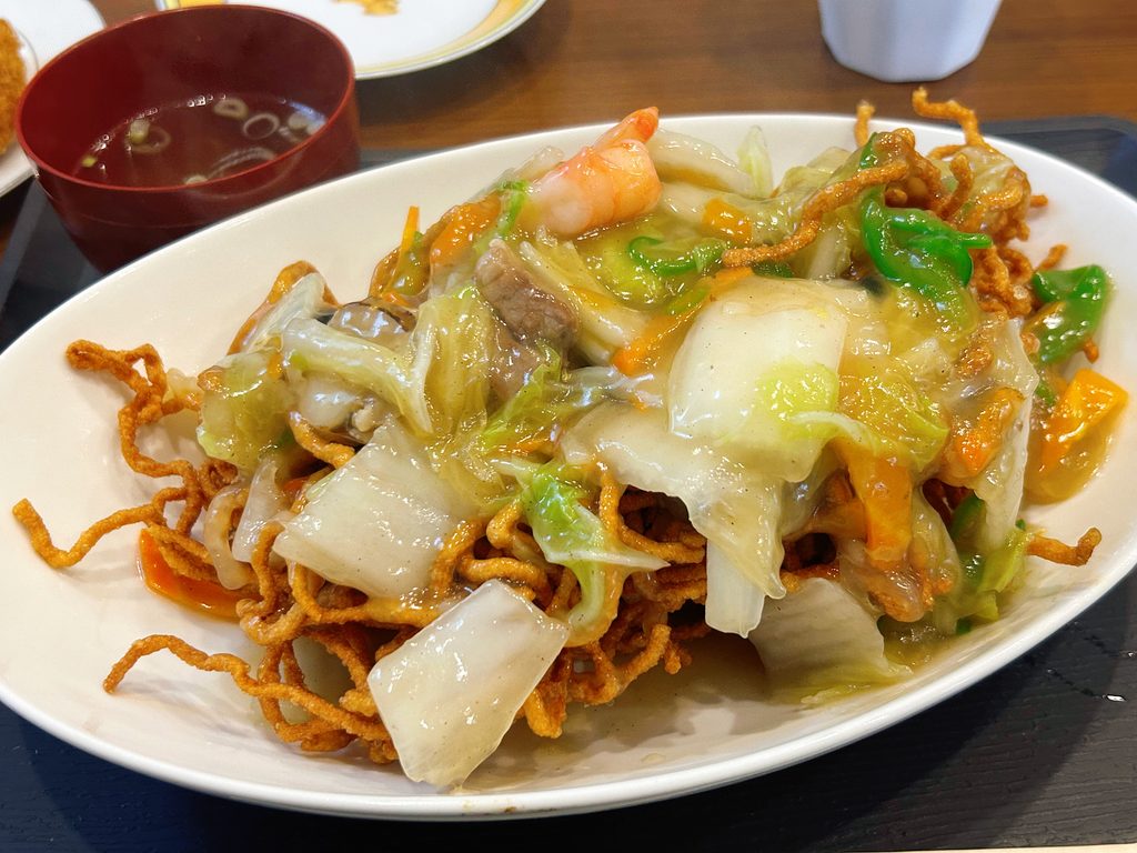 まいどさん 海鮮揚げ焼き 揚げ焼きそば かた焼きそば デカ盛り